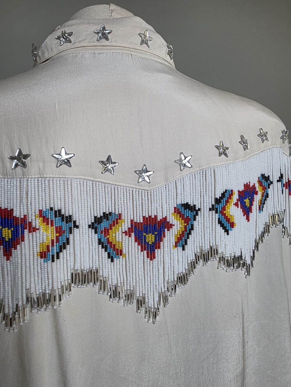 VTG Havana By The Hero Group Silk Beaded Fringe Western Country Button-Up Shirt - Picture 5 of 9
